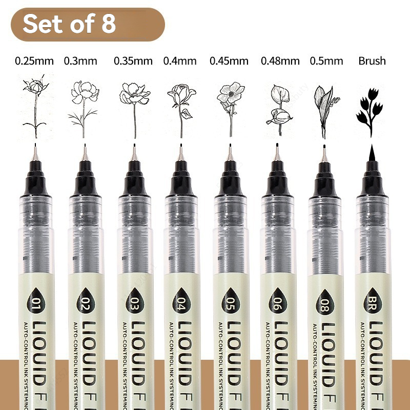 Correction Pen Fine - Juego de 12 Rotuladores Negros de